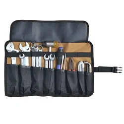 Camping Pocket Tool Wrench Tool Foldable Spanner Hammer Portable Storage Bag Toolkit with Oxford Cloth Roll Pouch Bag 8 Pockets