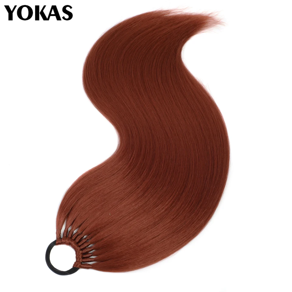 Straight Elastic Band Ponytail Synthetic Hair Extensions For Women Long 24 Inch Hairpiece Ponytail High Temperature Fiber YOKAS