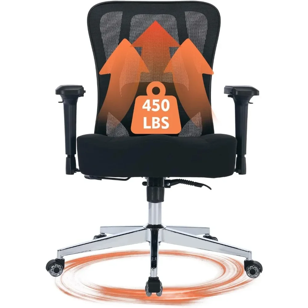 

Office Chair, Ergonomic Desk Chair with 4D Armrests, Adjustable Lumbar Support Wide Computer Chair for Heavy People