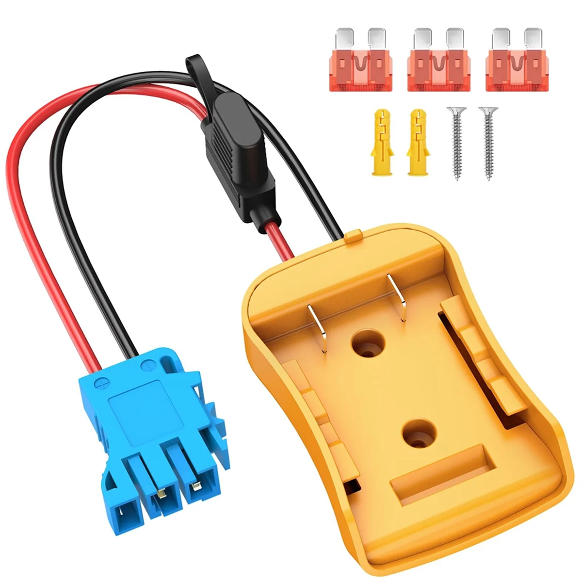 Power Wheels Adapter for Dewalt 20V Battery with Wire Harness Connector for Peg-Perego, 12AWG Wire with 40A Fuse