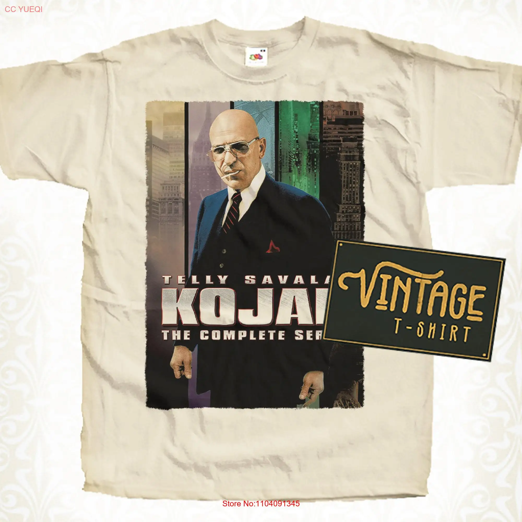 Kojak V3 T Shirt Vintage Natural color Men's DTG Digital Print Sizes S M L XL 2XL 3XL 4XL 5XL long or short sleeves