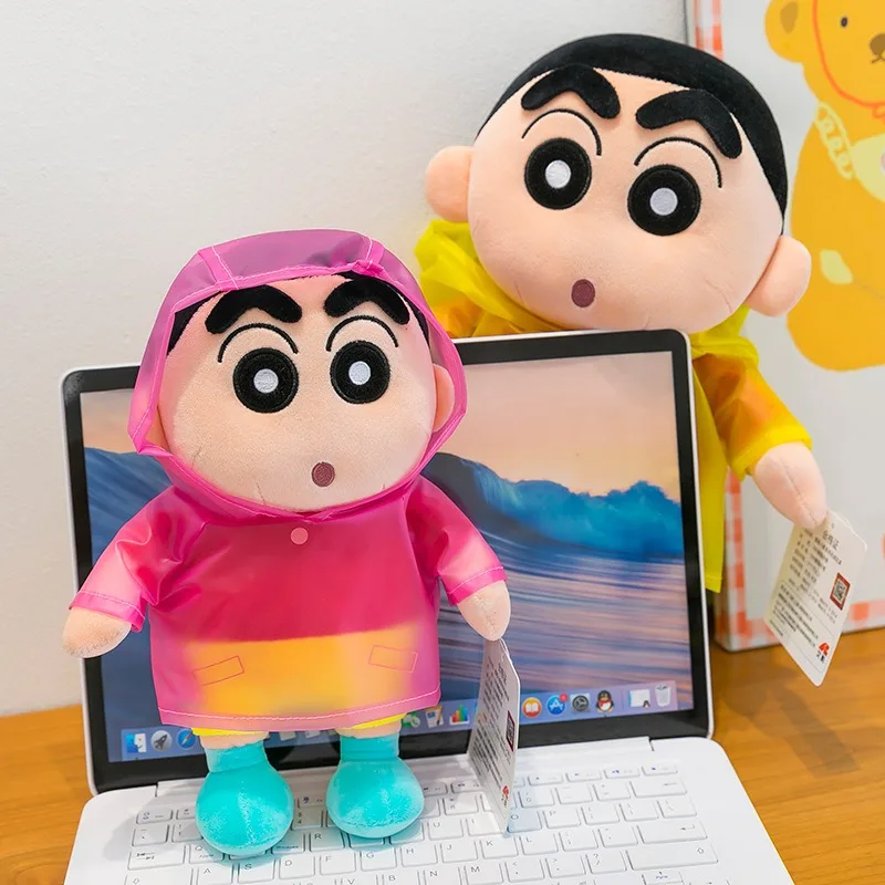 40cm kawaii capa de chuva shinchan brinquedo de pelúcia lápis shinchan boneca de pelúcia presente de aniversário para crianças grande brinquedo macio fábrica atacado