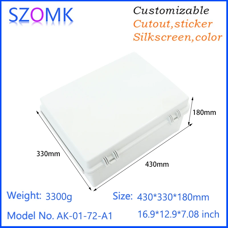 SZOMK PC material 430x330x180mm Electronic Box IP67 Waterproof Plastic Enclosure Junction Box