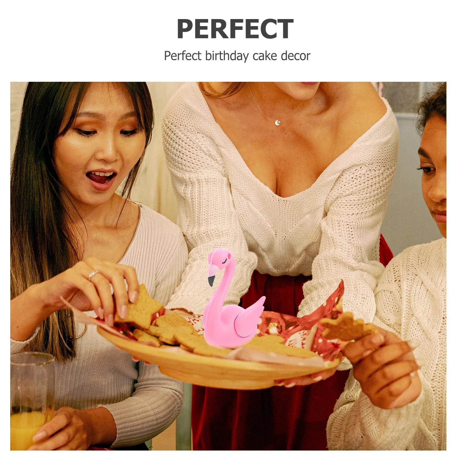

4Pcs Flamingo Ornaments Charming Vinyl Crafts Cake Baking Decoration Wedding Birthday Party Cartoon Craft Adornments