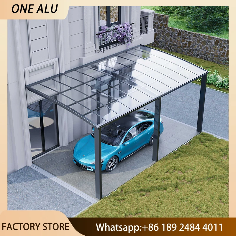 Aluminum Carport with Polycarbonate Sheet Waterproof UV Protection for Driveway Parking Custom Design