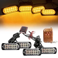 4x12 LED remoto policía emergencia Flash luz de advertencia rejilla de coche lámpara de señal estroboscópica luces de circulación diurna accesorios 12V 24V