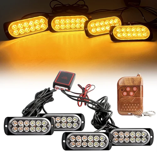4x12 LED remoto policía emergencia Flash luz de advertencia rejilla de coche lámpara de señal estroboscópica luces de circulación diurna accesorios 12V 24V