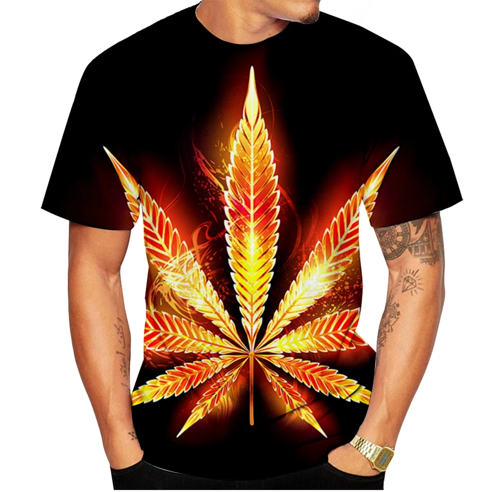 2024 جديد محب الأعشاب الخضراء يترك الرجال النساء تي شيرت ثلاثية الأبعاد طباعة شاطئ البحر عادية مضحك تي شيرت حجم كبير موضة 100-6XL الملابس #3