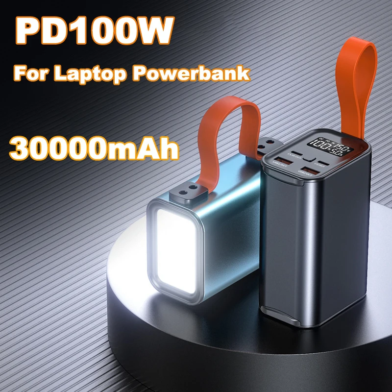 

100W Power Bank 30000mAh Portable PD Fast Charging External Battery Charger Powerbank For Laptop iPhone 17 Samsung Xiaomi Huawei