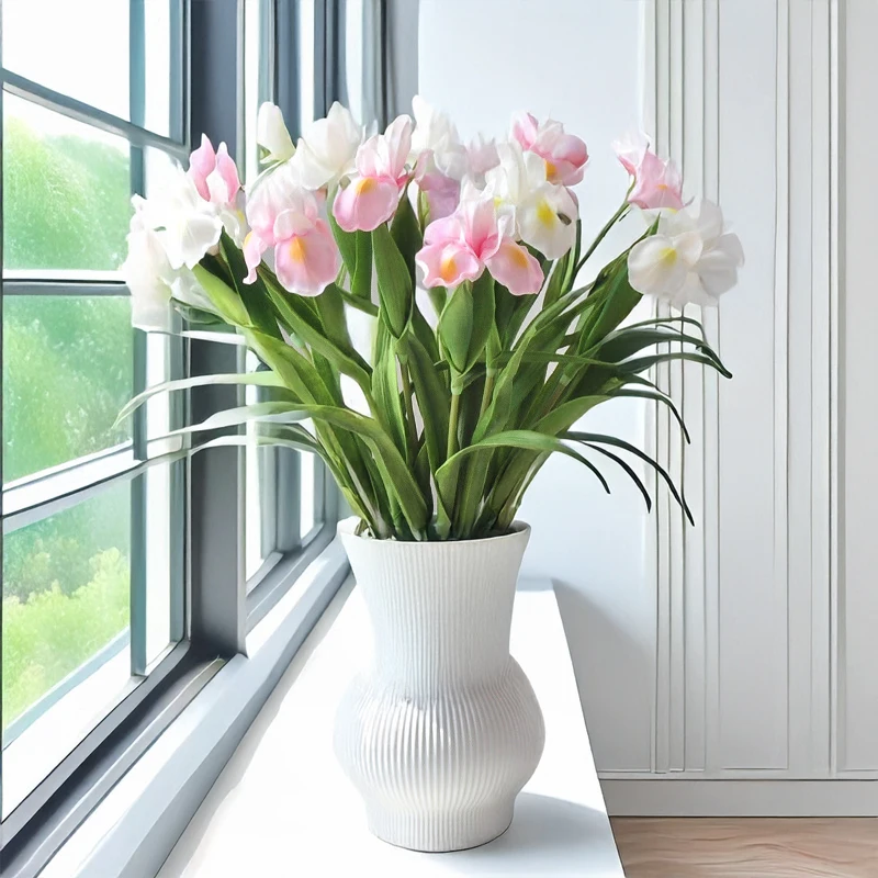 23 بوصة زهرة القزحية الاصطناعية الجذعية الحرير فو الزهور ديكور المنزل ترتيب الزفاف غرفة الطعام عرض التصوير الدعامة #1