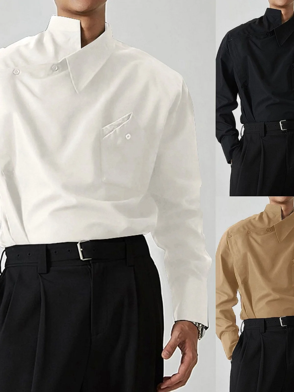 

Мужская рубашка на пуговицах с воротником, осенняя коллекция 2025, повседневная, свободного кроя, однотонная, тонкая, больших размеров, модный дизайн