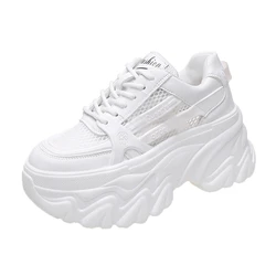 Women's Pink Chunky Sneakers Breathable Platform Sports Shoes Woman Lace Up Thick Sole Casual Shoes 2024 Spring Zapatillas Mujer