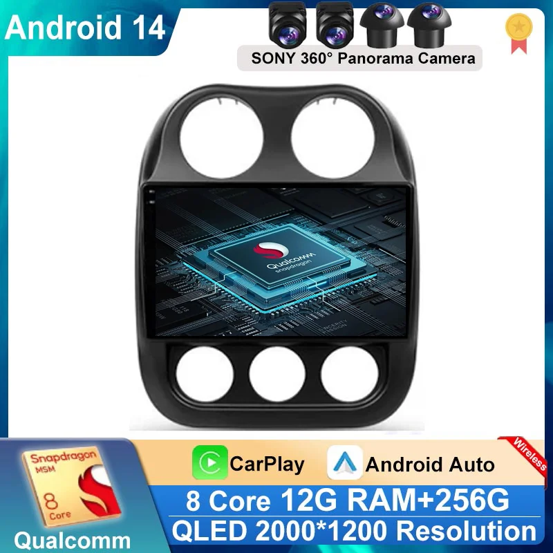 

Car Radio Carplay Android 14 Player For Jeep Compass 1 MK 2009 - 2015 Navigation GPS Carplay Auto Video DSP 4G BT Wifi No 2din