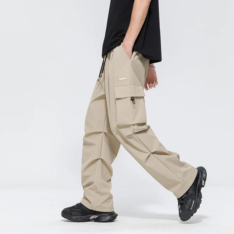 

2024 Spring Summer Cargo Pants Men Streetwear Multi-Pockets Wide Leg Casual Pants Male Loose Straight Trousers Plus Size 8xl