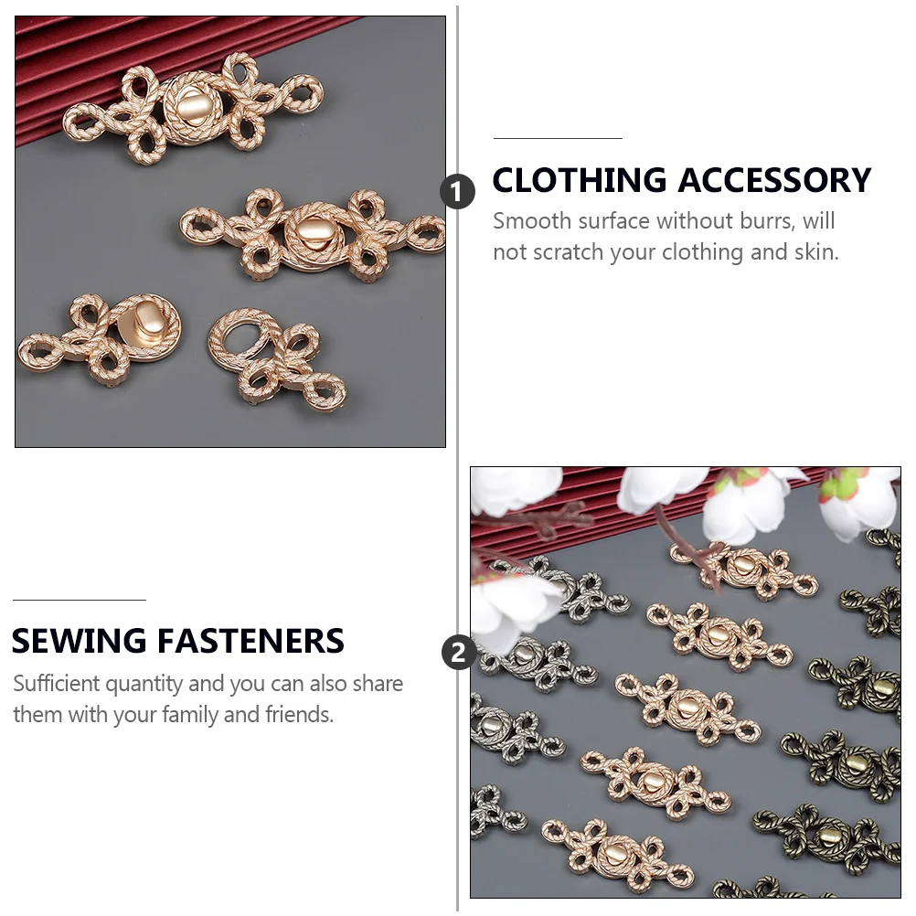 

3 Pairs Metal Tray Buttons 6.7x2.5cm Zinc Alloy Sewing Fastener Chinese Style Clothing Accessories Cheongsam Hanfu Closure DIY