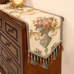 Jacquard Embroidery Table Runner American High-grade Luxury European Home Coffee Table Decor Table Runner TV Cabinet Cover Towel