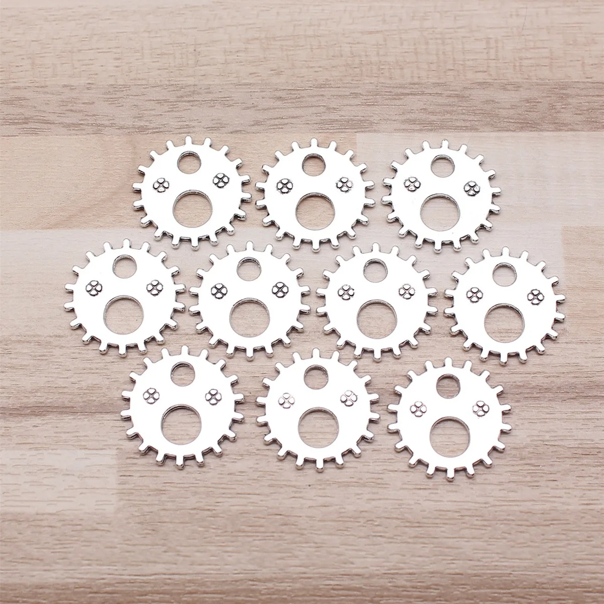 IFOCUS 10pcs/Lot Steampunk Gear Charms For DIY Jewelry Making Zinc Alloy 19x19mm/0.75x0.75inch