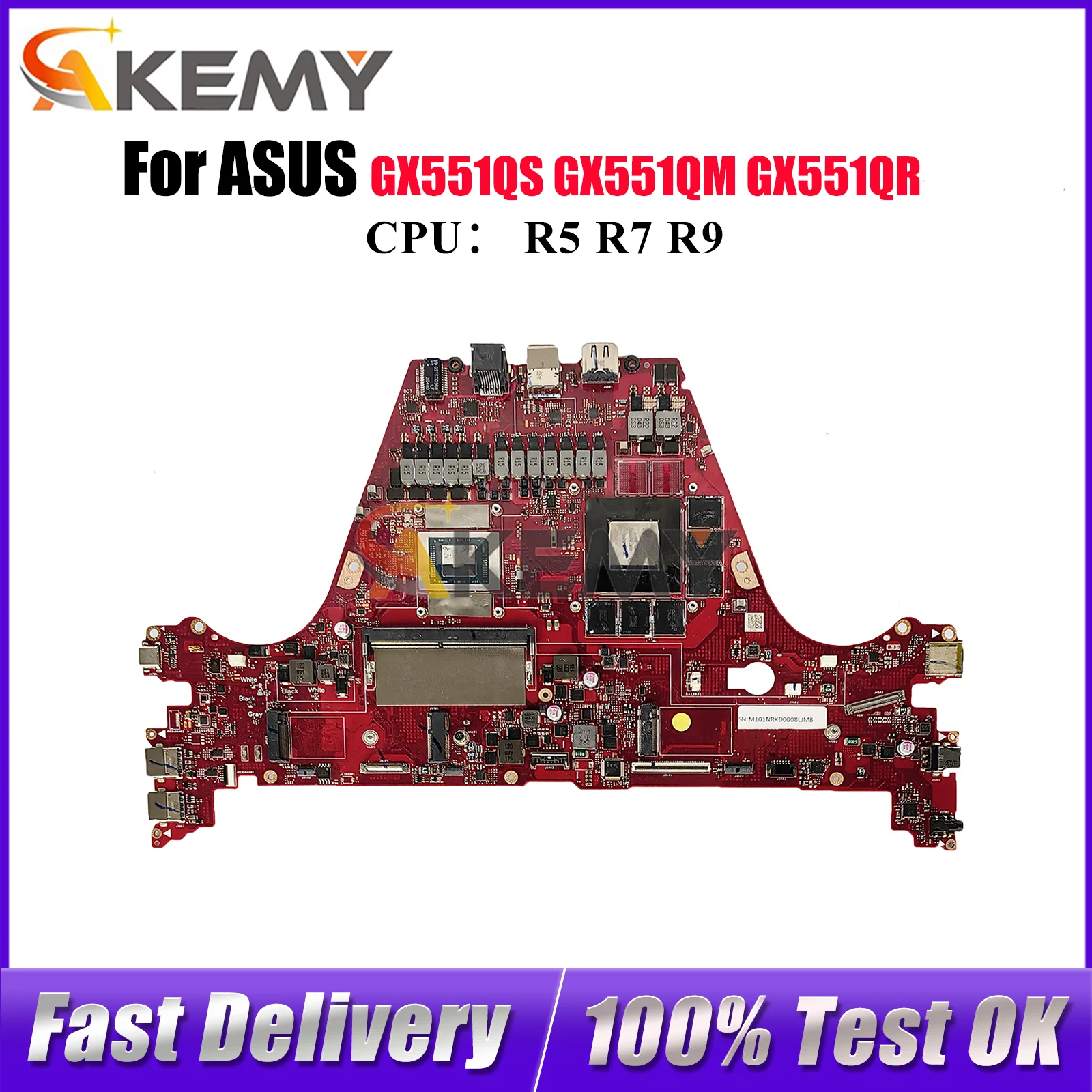 

GX551QS Laptop Motherboard For ASUS ROG Zephyrus Duo GX551QS GX551Q GX551QM GX551QR Mainboard W/ R5 R7 R9 CPU tests OK fast ship