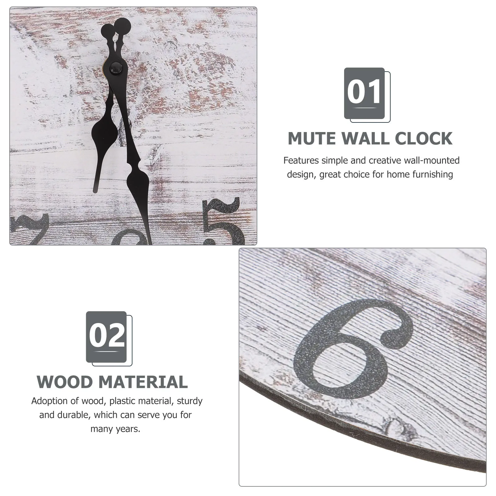 

Round Wooden Wall Hanging Clock Creative Mute Silent Movement Home Living Room Decorative Wall Clock Stylish Ornament