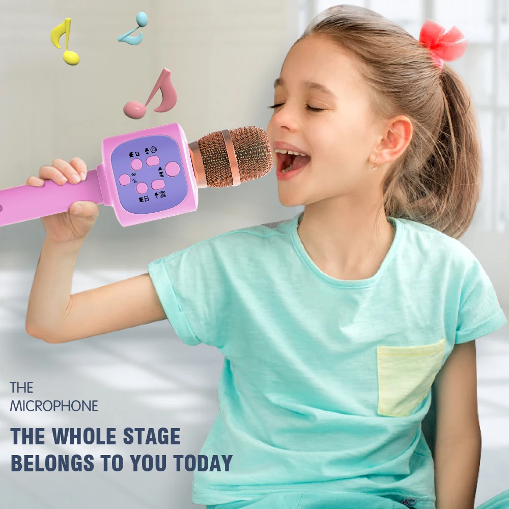 Música microfone brinquedo para crianças vocal brinquedos educativos karaoke bluetooth cantando alto-falante presente das crianças microfone sem fio