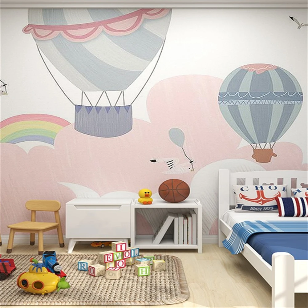 

Пользовательские мультяшные воздушные шары обои для гостиной фреска воздушный шар замок детский фон стены papel adhesivo para muebles