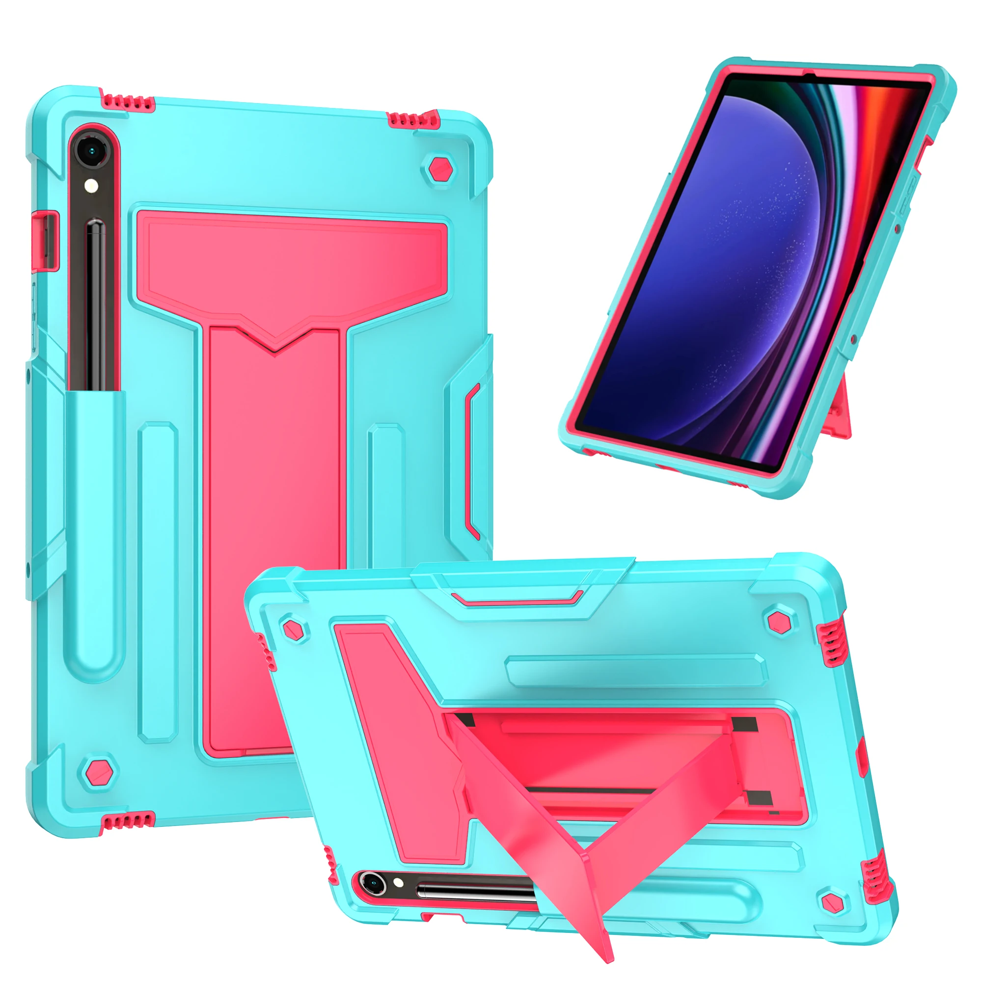 

Armor Case Universal for Samsung Galaxy Tab S10 S9 FE SM-X520 X526B X510 X516B X710 X716B Kickstand Heavy Duty Cover Shockproof