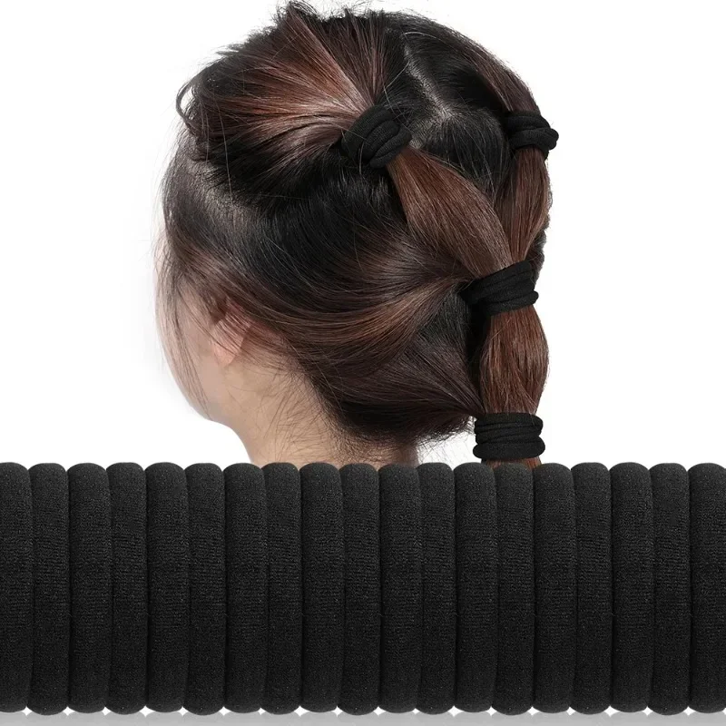 Black High Elasticity Seamless Soft Hair Ties Thickened  Sturdy Firm Hair Scrunchies Simple Korean Versatile Hair Ropes