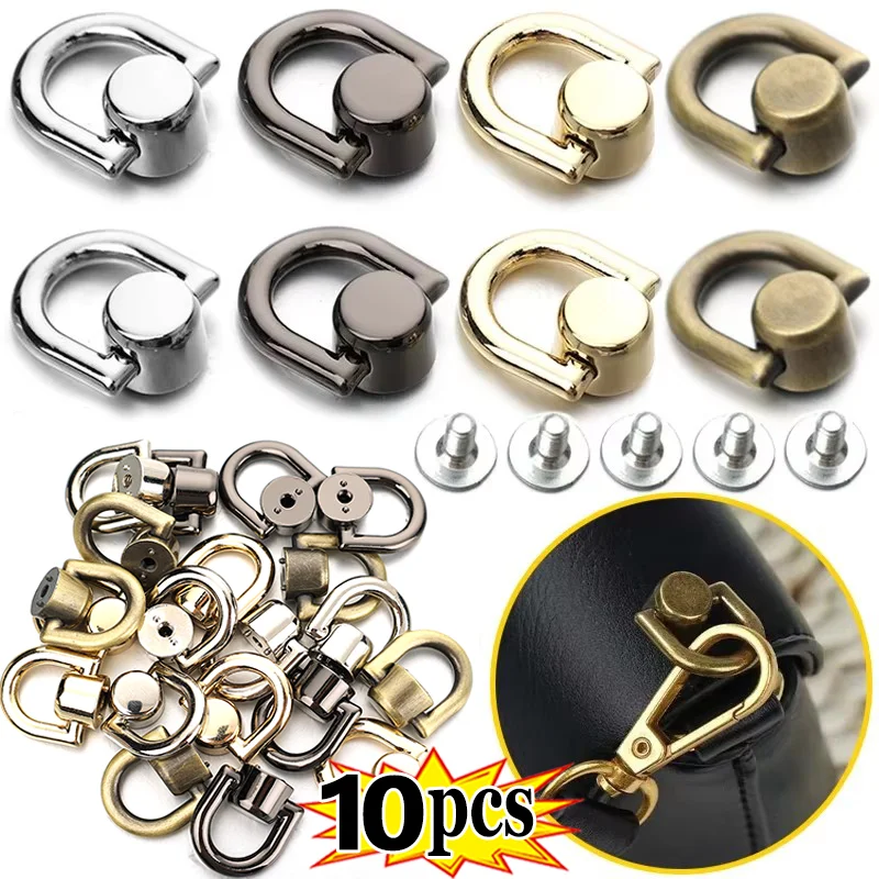 

D-shaped Ring Bag Side Clip Buckles Vintage Metal Double D Buckle Handbag Chain Handles for DIY Bag Strap Hardware Accessories