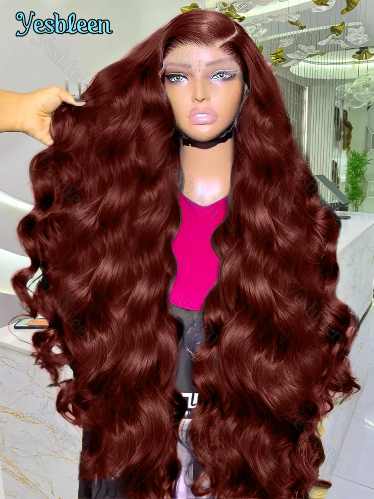 30 34 Inch Reddish Brown Body Wave HD 13x6 Lace Front Human Hair Wigs Brazilian 200% Colored 13x4 Lace Frontal Wig For Women