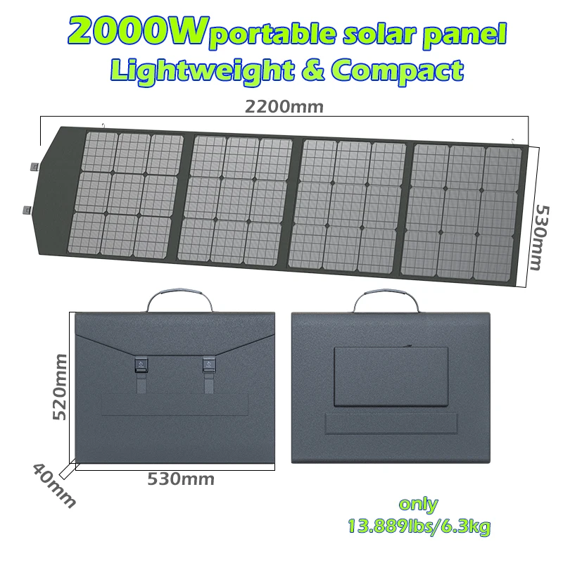 2000W  Solar Panel Kits Complete Camping Foldable Solar Power Station Portable Generator Charger 18V for Car Boat Caravan Camp