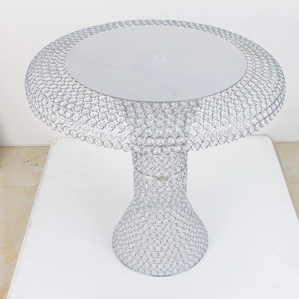 Exquisite Round Silver Crystal Cake Table From Wedding Furniture Factory Suppliers