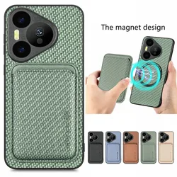 For Magsafe Wallet Card Holder Cover for Huawei Pura 70 Ultra 70 Pro Plus 5G 70 Pro+ Pura70 ART Wireless Charger Magnetic Case