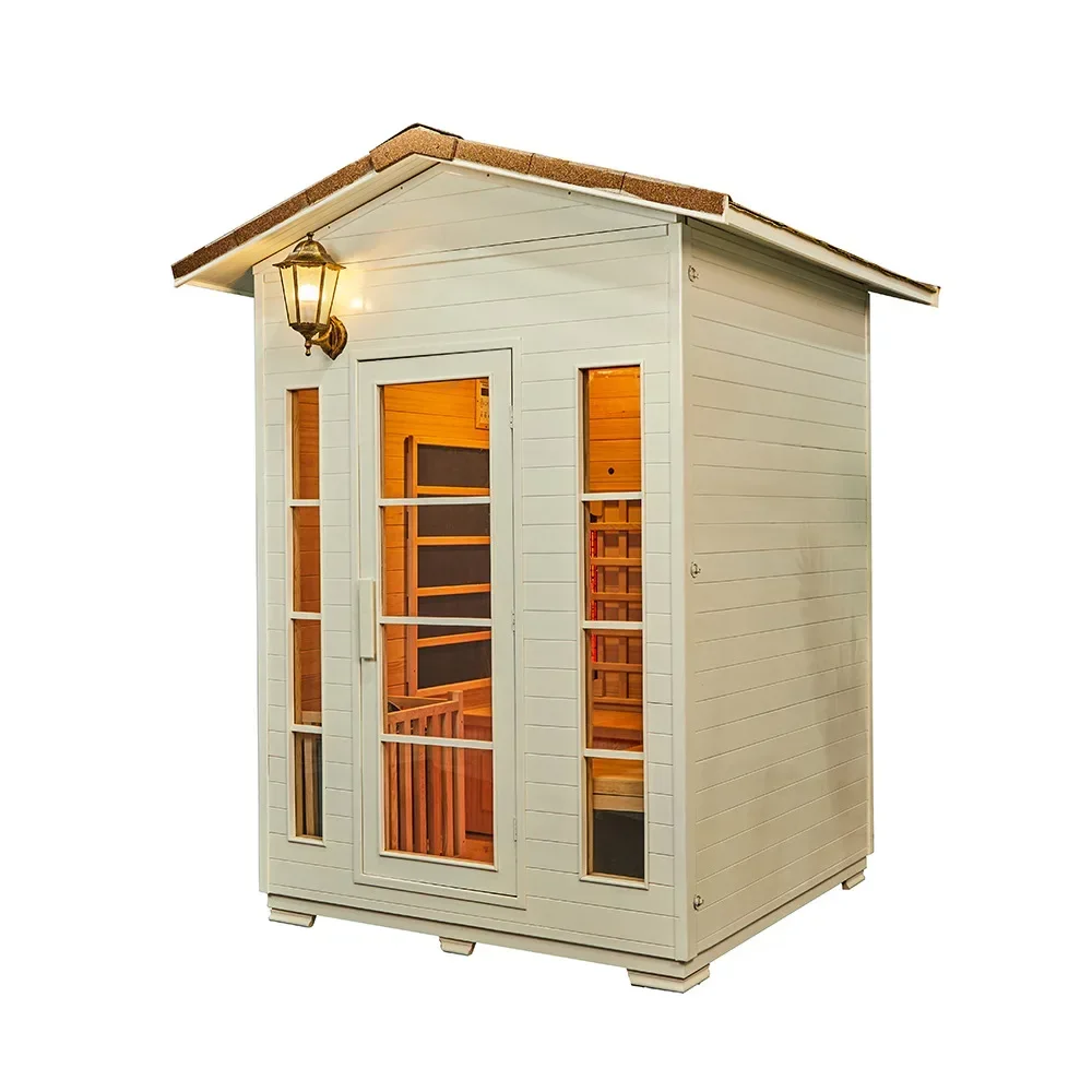 Canadian Hemlock Red Cedar Outdoor Infrared Sauna Room with Sauna Stove for 4 People