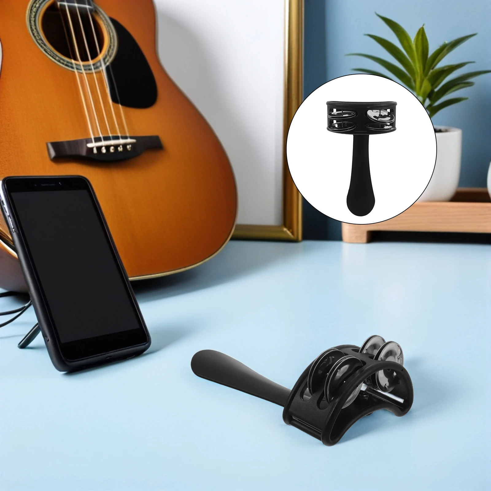 

Portable Handheld Tambourine Drum Double Row Metal Jingles Clear Tone Ideal for Music Education Party Entertainment Performance