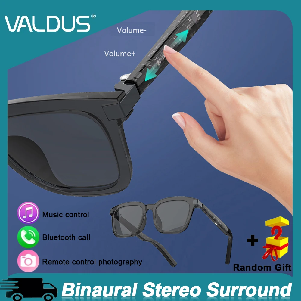

VALDUS 2025 New V3 Bluetooth Smart Glasses Call Answering Voice Assistant Stereo High Quality Noise Cancelling Smart Sunglasses