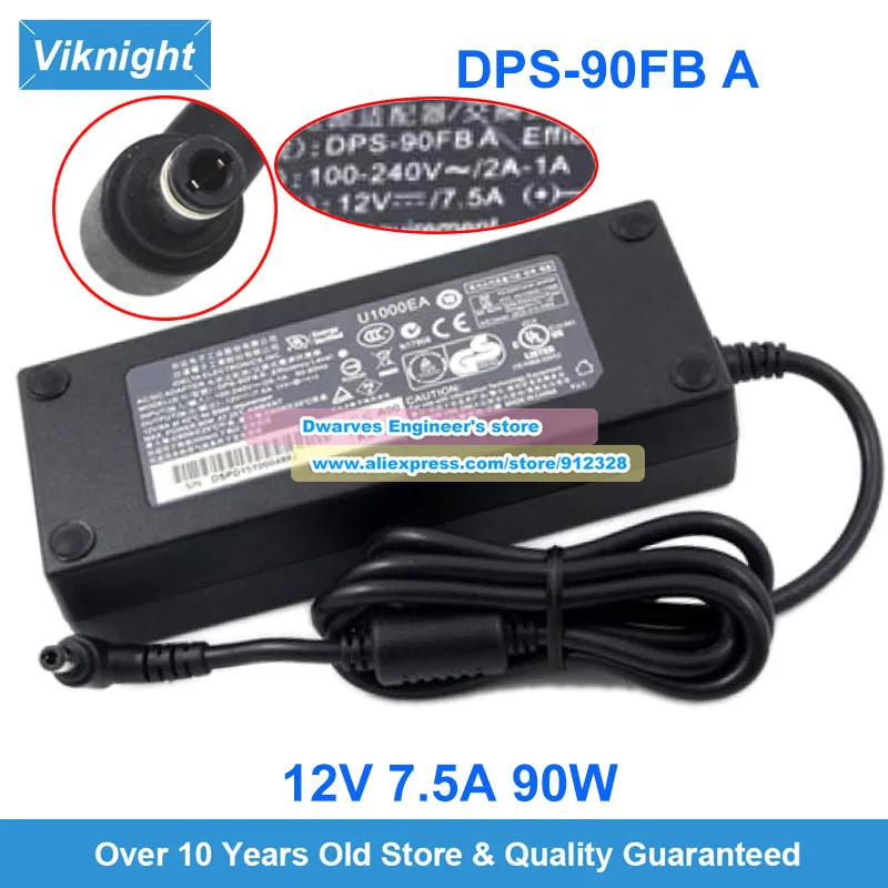 12V 7.5A 90W AC Adapter Delta DPS-90FB A Power Supply For QNAP TS-451 TS-431 TS-453 TS-269 NAS 5.5x2.5mm