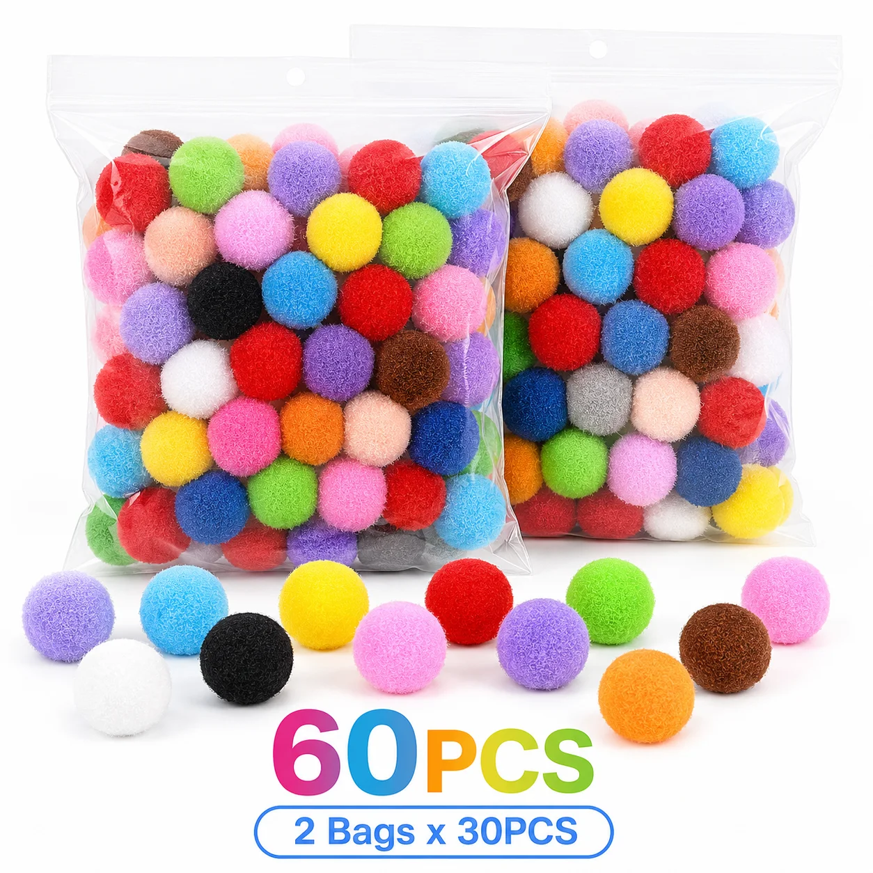 5cm Colorful Decorative Balls 30/60PCS, Soft Fuzzy Fillers for Home Table Vase Bowl Decoration