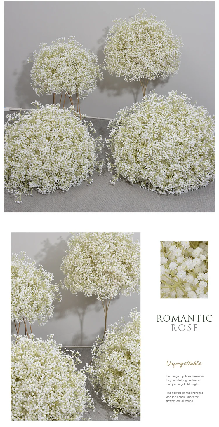 Großhandel Schleierkraut Künstliche Blumenkugel Hochzeitstisch-Mittelstück Blumenarrangement für Zuhause Bühnenhintergrund Künstliche Blumendekoration – Detail 8