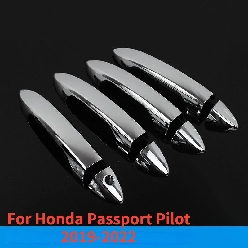 Carbon Fiber Chrome Car Side Door Handle Cover Sticker Styling Accessories For Honda Passport Pilot 2019 2020 2021 2022