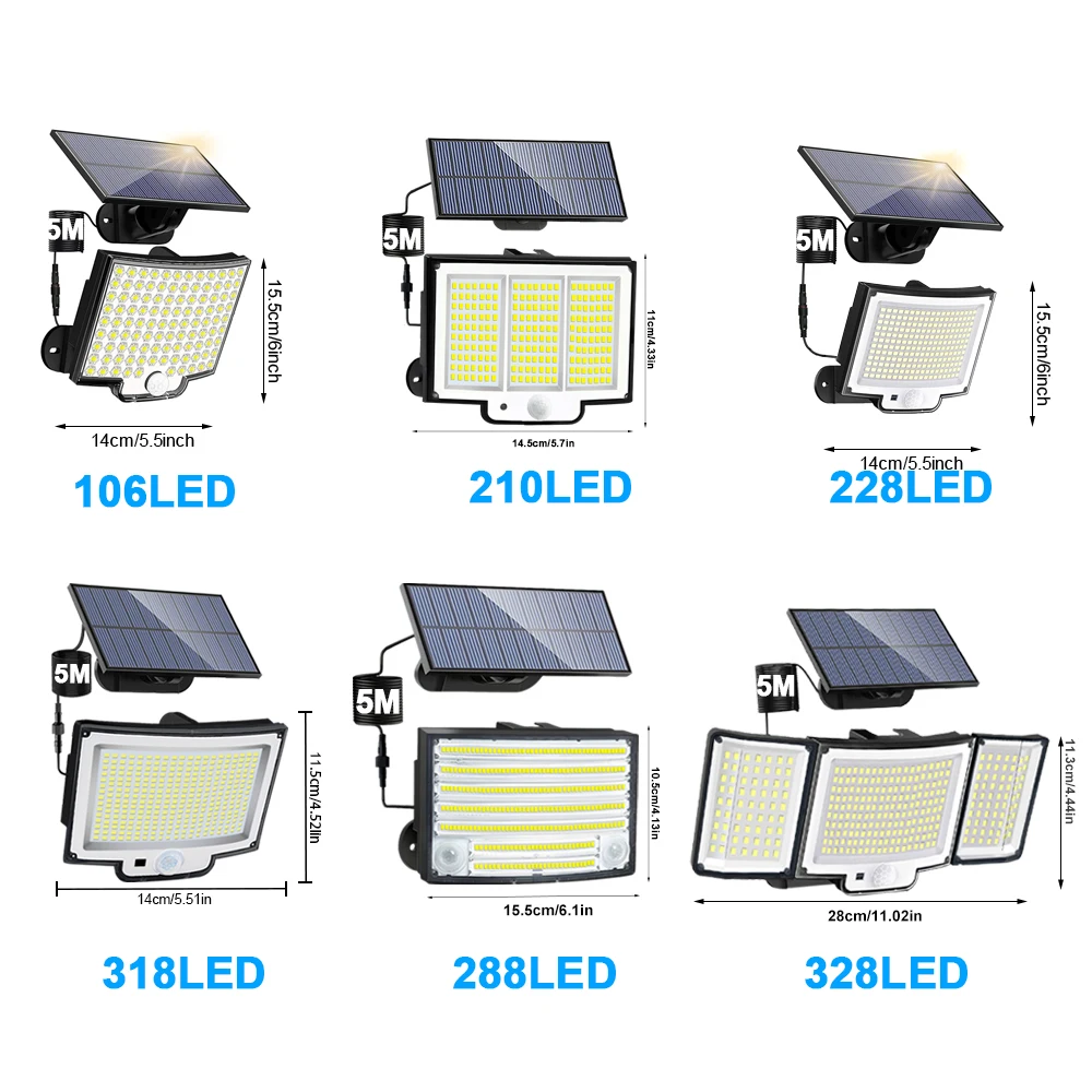 New 288/318/106LED Solar Light Outdoor Super Bright Solar Powered Light Motion Sensor Led Security Wall Light Waterproof Garage image 6