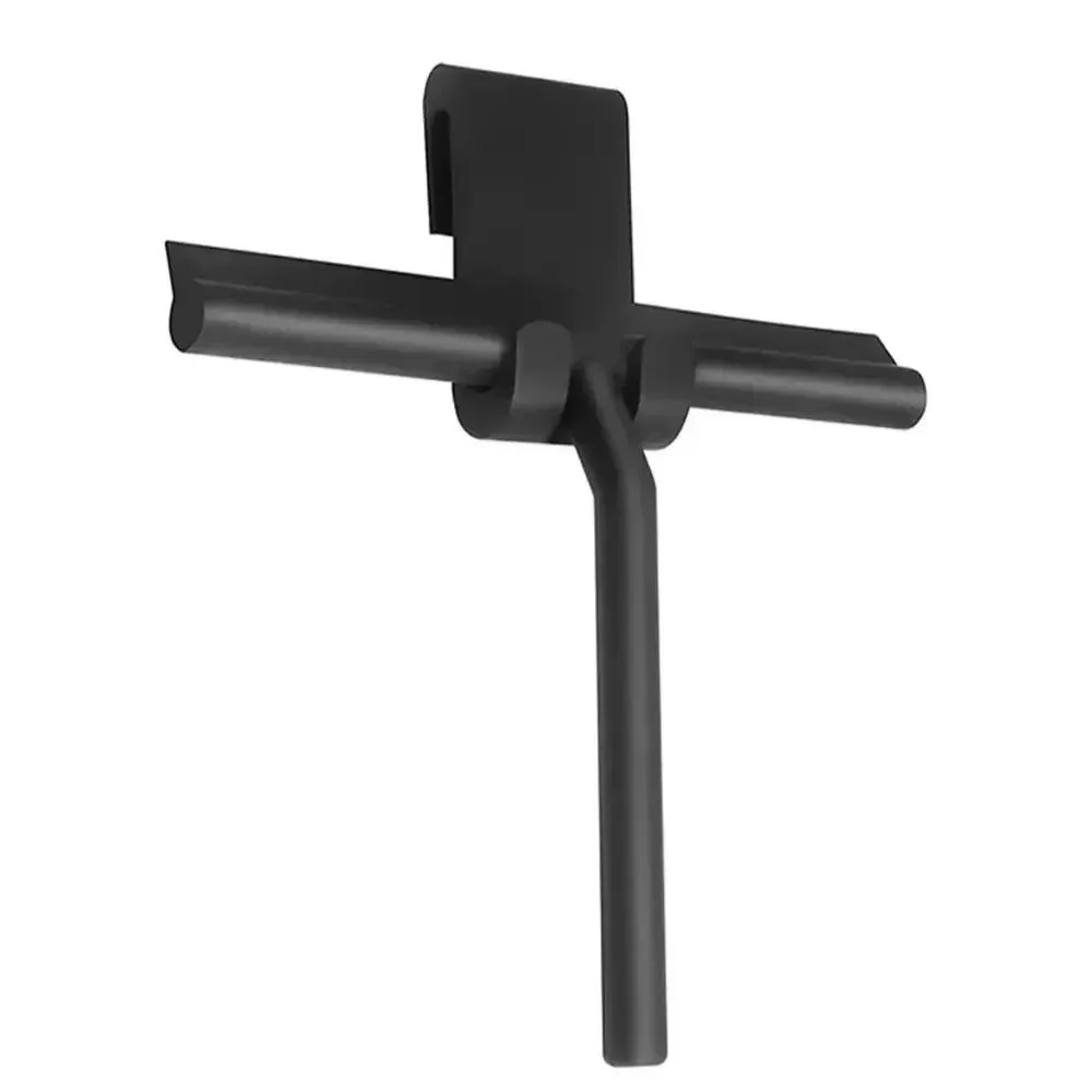 Matte Black Shower Squeegee Streak Free With Handle Window Scraper Silicone Material Hanging Holder Cleaning Tool