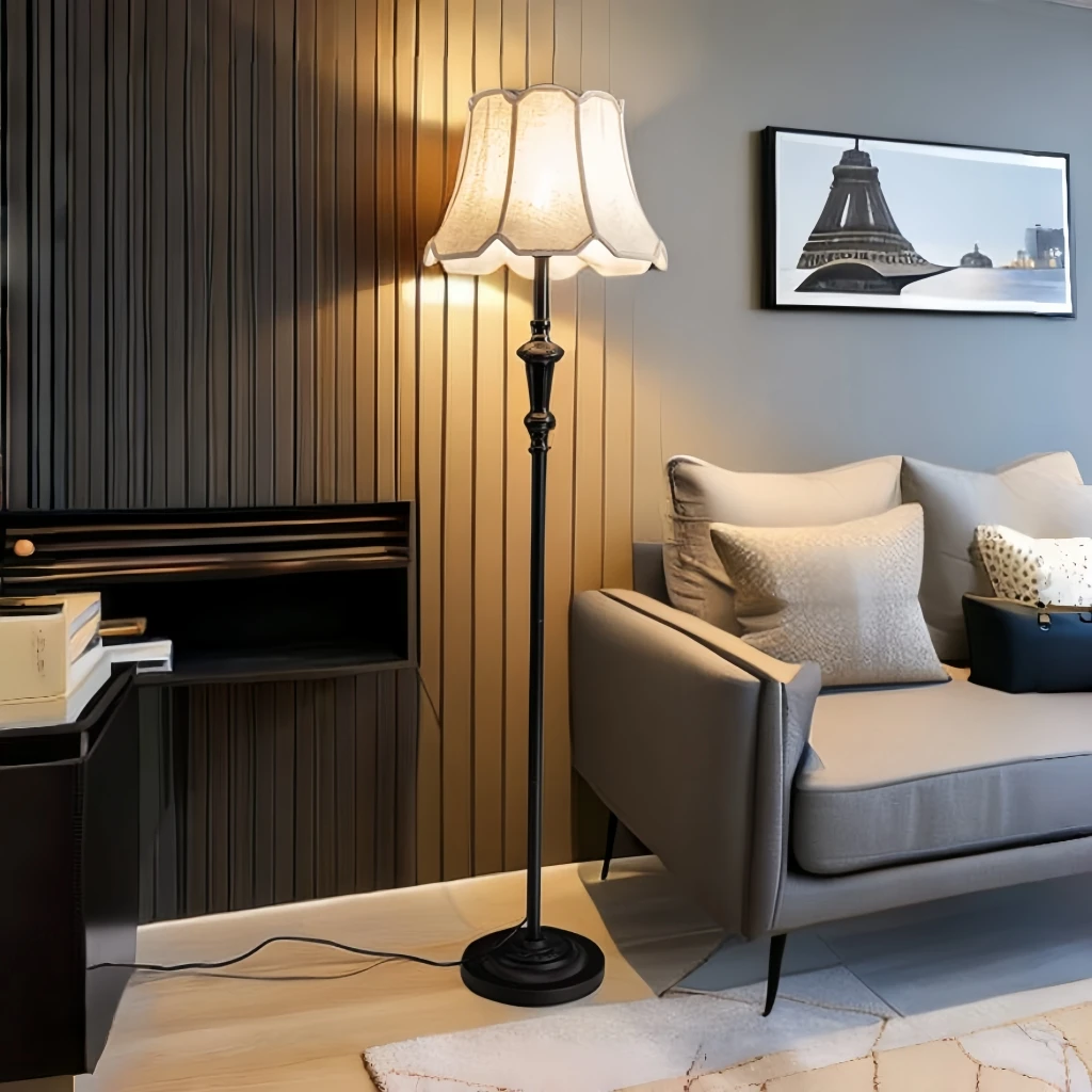 

Living room floor lamp American vertical table lamp, high-end retro sofa next to bedroom bedside art