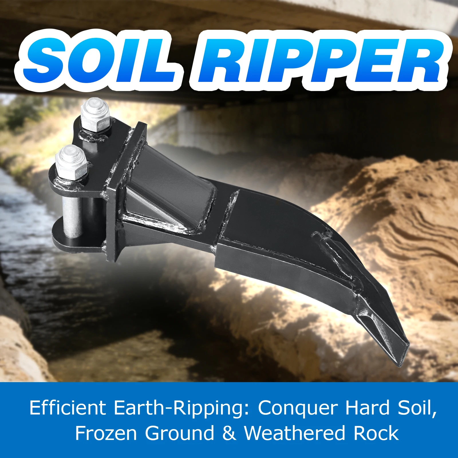 

Single Tooth Ripper Attachment for 1-1.5 Ton Mini Excavator, Scarifier for Hard Soil, Rocks and Compacted Ground