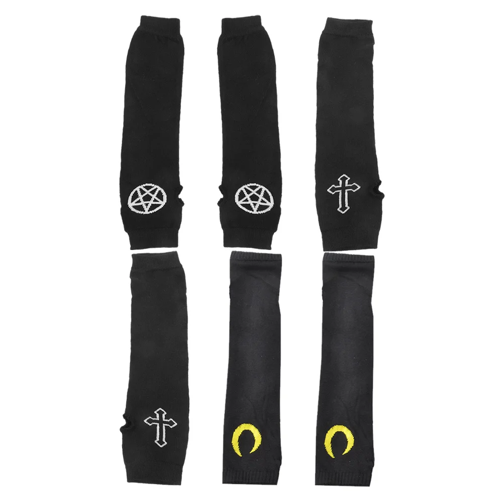 

3Pair Ninja Half Finger Breathable Gloves Cosplay Costume Stretchy Arm Warmers Fingerless Gloves Women Durable Flexible