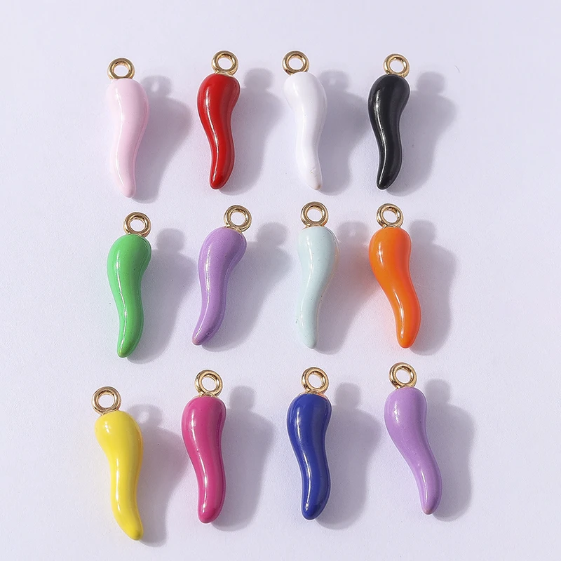 10pcs 5x19mm Cute Candy Colors Resin Food Pepper Chili Charms Pendants for Jewelry Making Drop Earrings Necklaces DIY Craft Gift