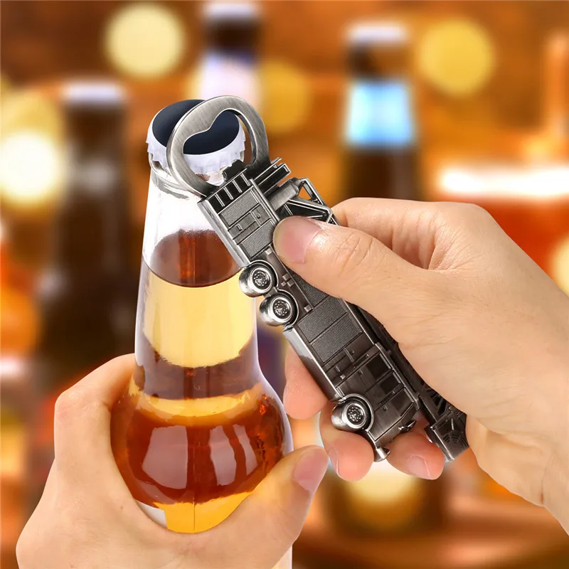 Creative Fire Truck Design Metal Beer Openers Bottle Opener Kitchen Club Party Barware Gadget Wedding Accessory Gift with Bag