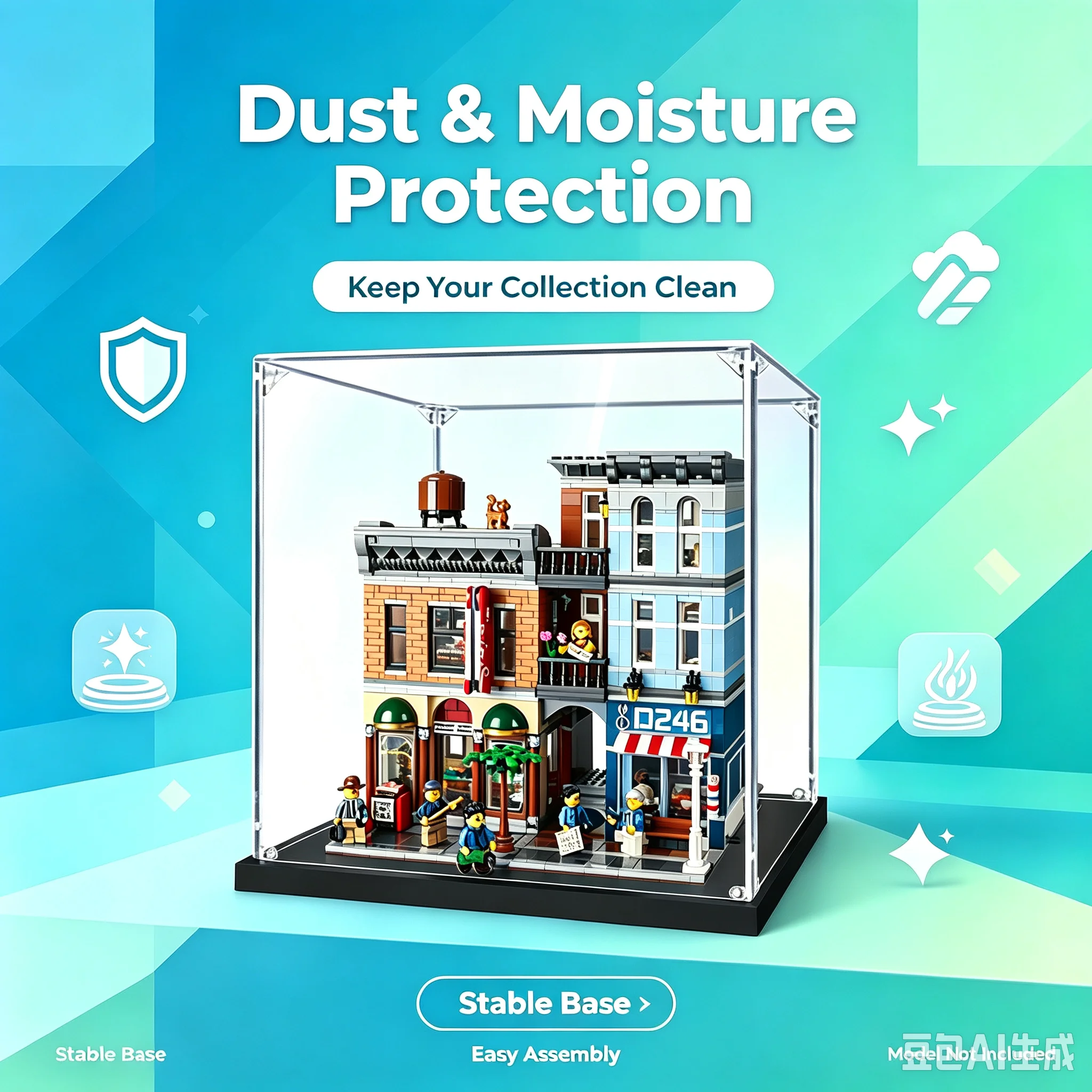 Suitable for the Lego 10246 Detective Office acrylic transparent display box. A dust-proof cover for the building model.