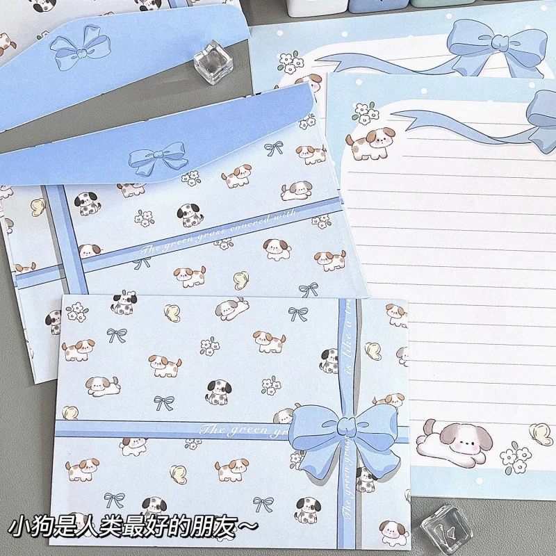 Custom New Puppy Bowknot Envelope Letter Paper Ins High-Value Holiday Blessing Handwritten Letter Message Letterhead