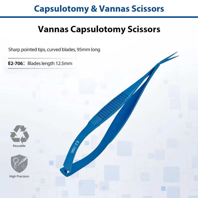 Titanium Alloy Vannas Capsulotomy Scissors, Professional Precision Ophthalmic Microsurgical Dissecting Shears