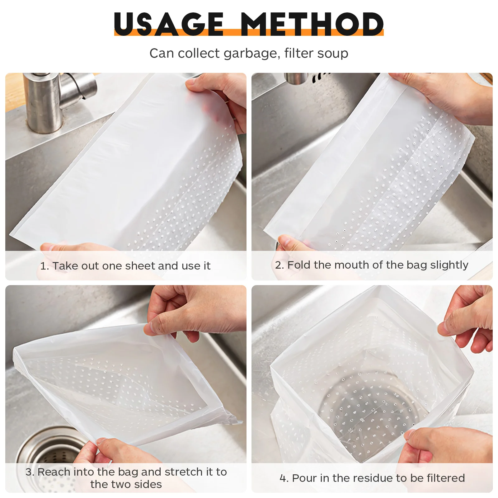 150 Pcs Self-standing Garbage Trash Bin Kitchen Filter Can Waste Bags Small Food Pp Office